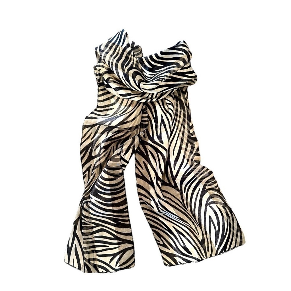 ZEBRA PRINT, NWOT, WOMENS SCARF. 100% POLYESTER. 13 1/4”W X 59”L